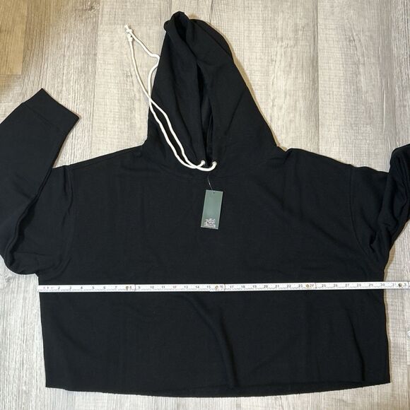 Wild Fable Women’s Black Cropped Hoodie Drawstring Raw Hem Pullover Size 3X NWT - Picture 12 of 16